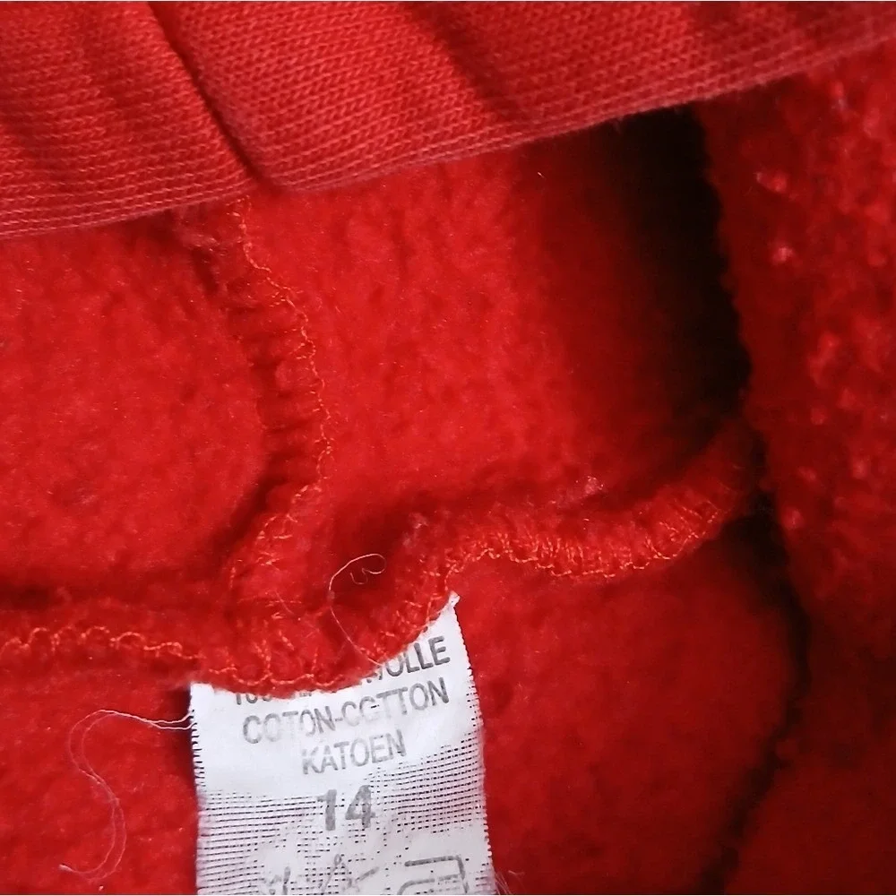 Nike Hoodie Kids Size 14 Red‎ Pullover Distressed Logo Graphic Sweatshirt
